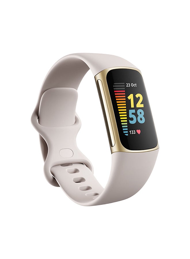 Fitbit Charge 5 With Advanced Fitness + Health Tracker With Tools For Heart Health Stress Management And Daily Readiness Score Lunar White/Soft Gold Stainless Steel - Image 1