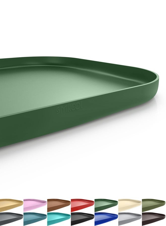 SMILOOL Silicone Pet Feeding Mat with Raised Edge, Dog Cat Bowl Mats for Food and Water, Pet Placemat for Floors Waterproof, 22” x 14” x 0.8” Dark Olive - Image 1