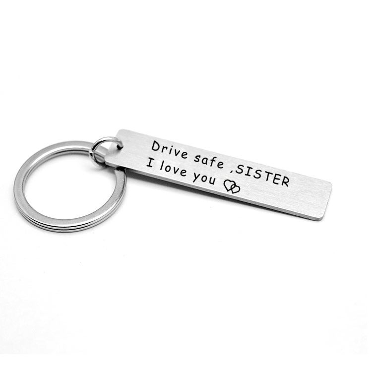 Family Warm And Good Driving Drive Safe Stainless Steel Keychain 8 - Image 1