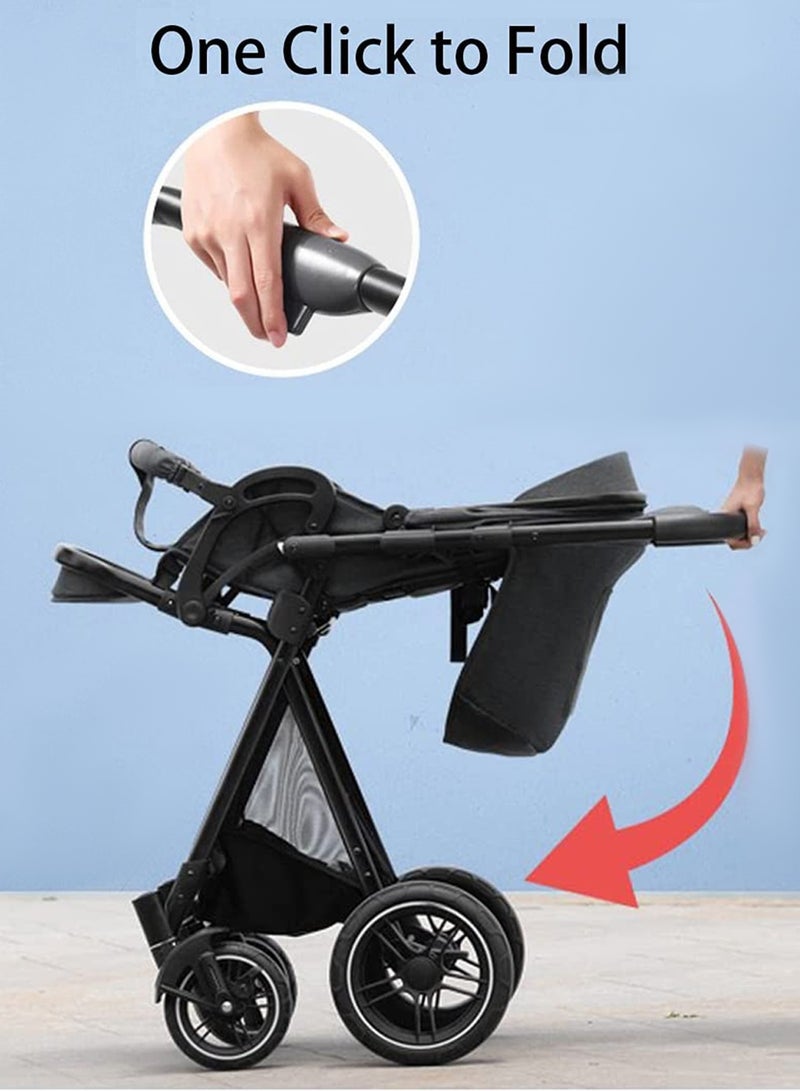 GT-Wheel Baby Stroller with Tray Portable Lightweight & Foldable Two Way Infant Stroller with Adjustable Handle Reversible Seat and Storage Basket - Image 5