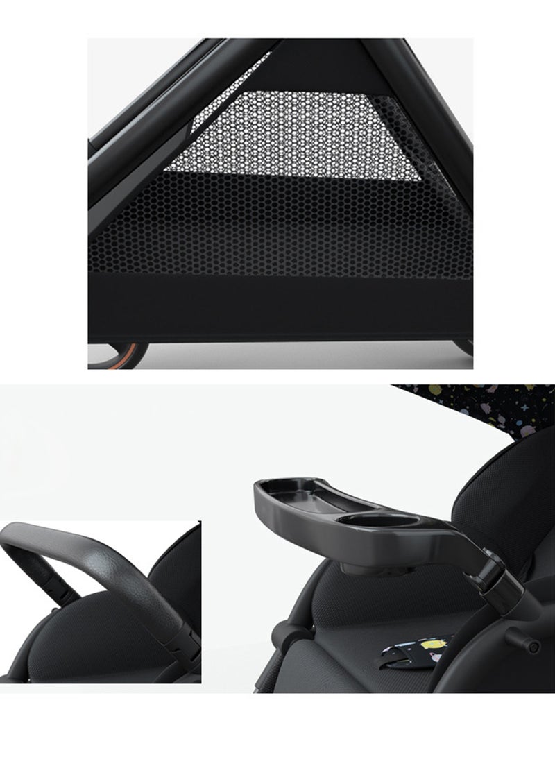 GT-Wheel Baby Stroller with Tray Portable Lightweight & Foldable Two Way Infant Stroller with Adjustable Handle Reversible Seat and Storage Basket - Image 2