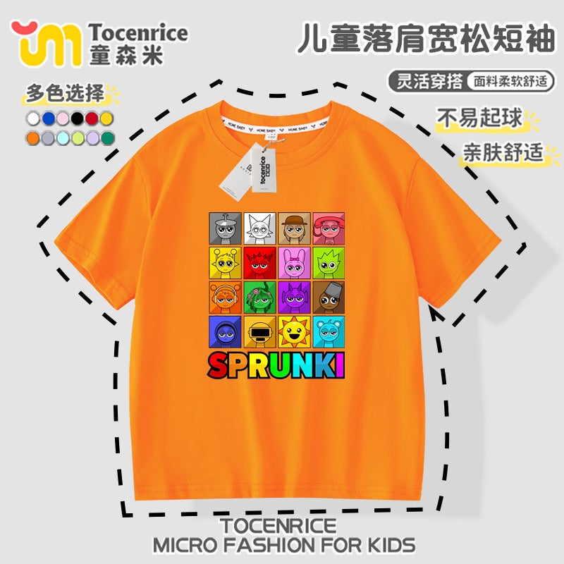Rhythm Box T-Shirt Children'S Short Sleeve Clothes Sprunki Music Box Top Cotton Summer Half Sleeve For Boys And Girls - Image 1
