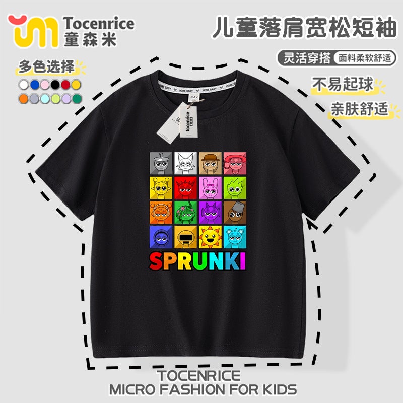 Rhythm Box T-Shirt Children'S Short Sleeve Clothes Sprunki Music Box Top Cotton Summer Half Sleeve For Boys And Girls - Image 2