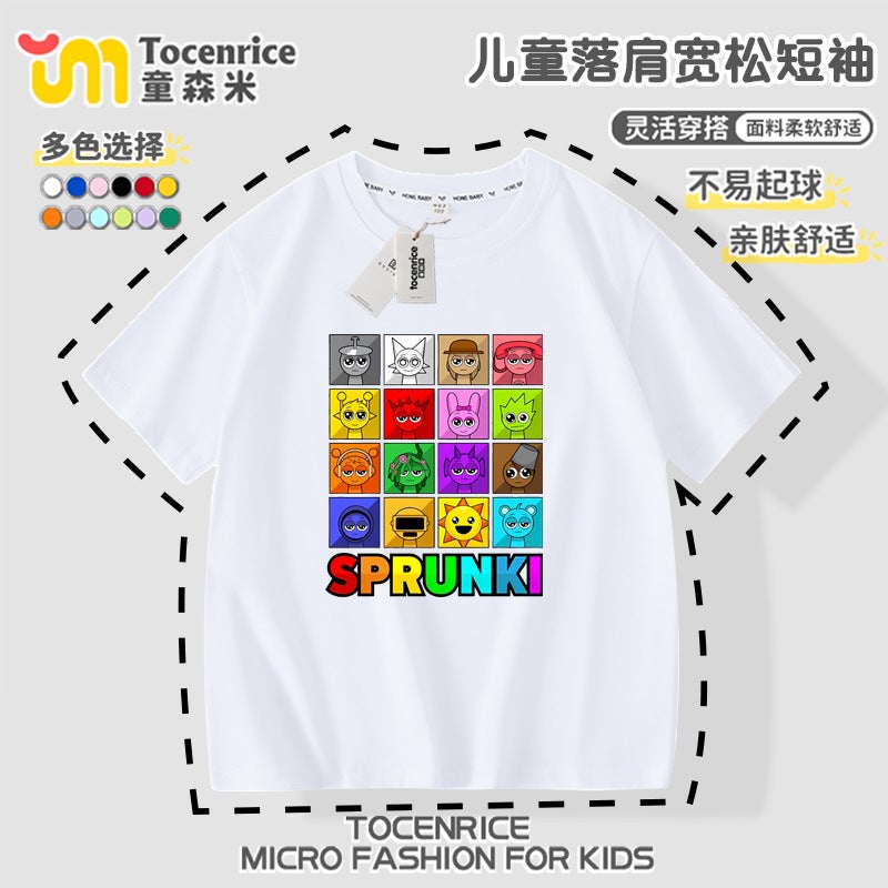 Rhythm Box T-Shirt Children'S Short Sleeve Clothes Sprunki Music Box Top Cotton Summer Half Sleeve For Boys And Girls - Image 3