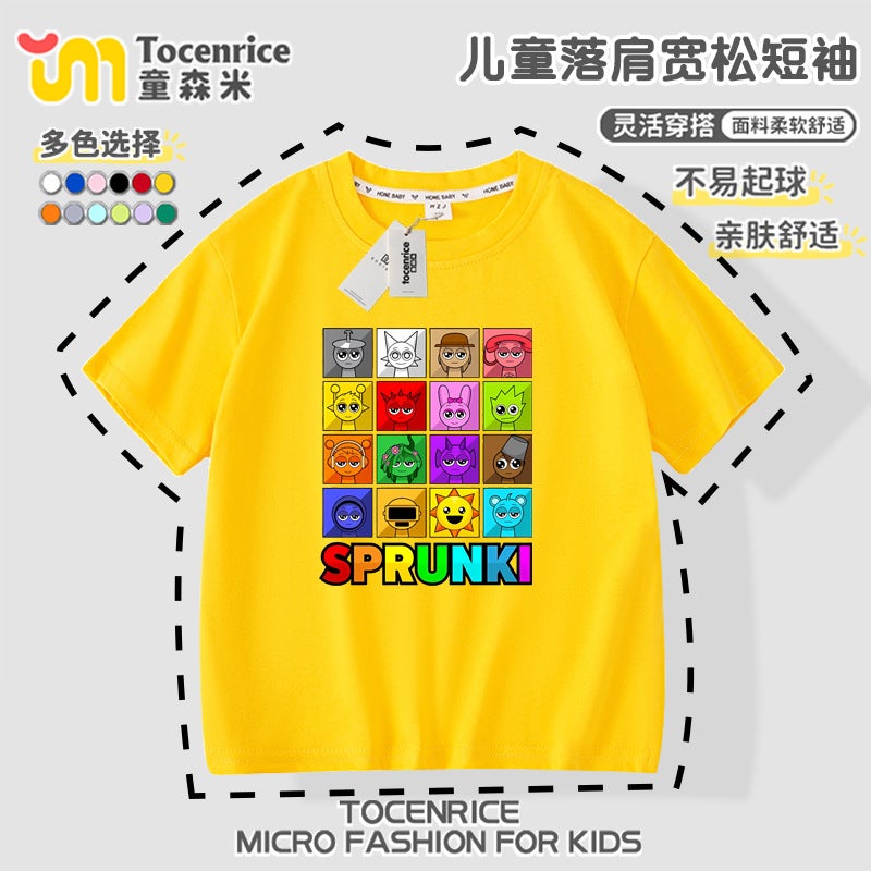 Rhythm Box T-Shirt Children'S Short Sleeve Clothes Sprunki Music Box Top Cotton Summer Half Sleeve For Boys And Girls - Image 4