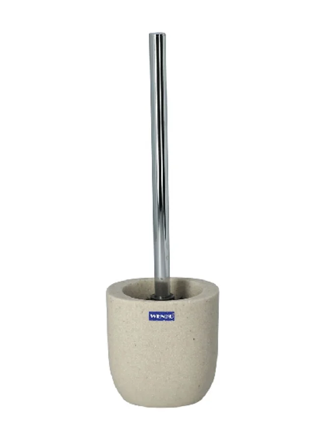 Wenko Puro Contemporary Design Polyresin Toilet Brush with Holder Beige and Silver 37 x 9 x 11.3 cm 20477100