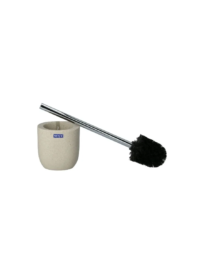 Wenko Puro Contemporary Design Polyresin Toilet Brush with Holder Beige and Silver 37 x 9 x 11.3 cm 20477100