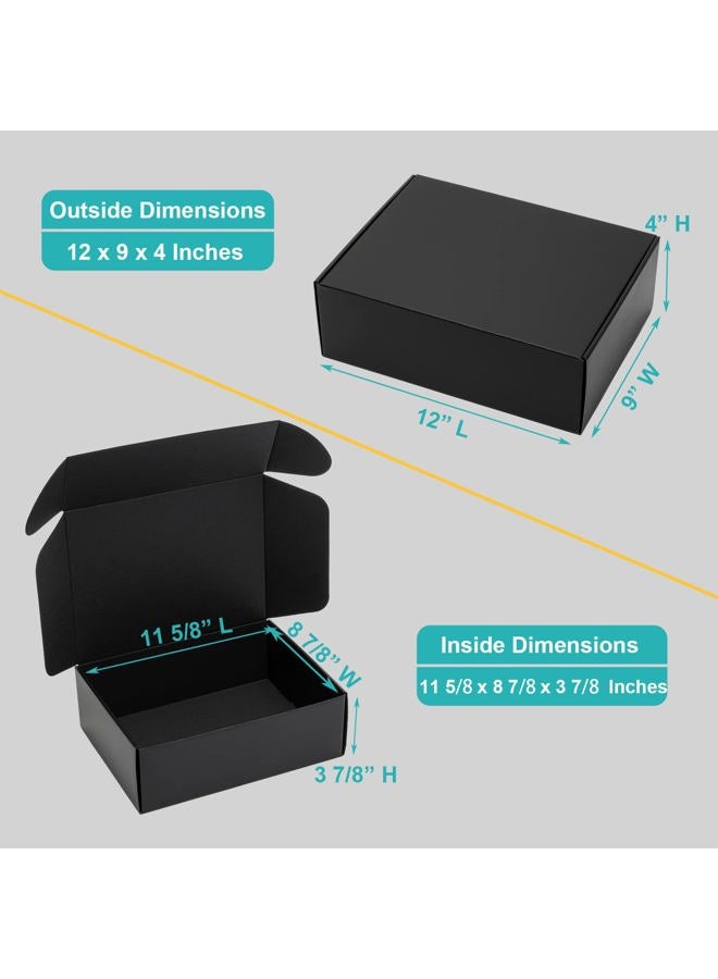 Mcfleet 24 Pack 12x9x4 Black Corrugated Shipping Boxes for Small Business - Flat Mailing Boxes for Lockable Tabbed Documents - Image 2