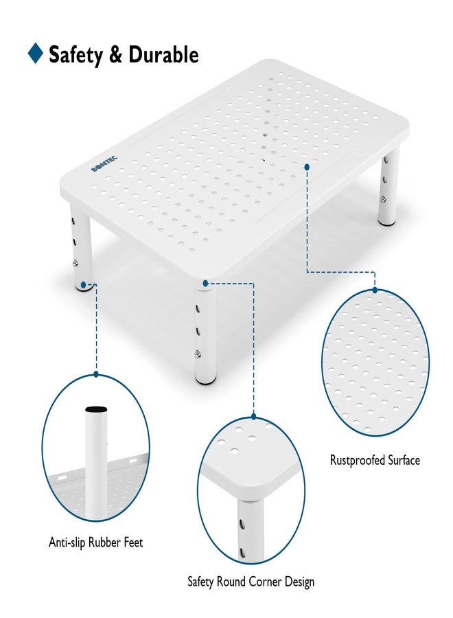BONTEC 2 Pack 3 Height Adjustable Monitor Stand Riser with Pen Holder, Ergonomic Metal Laptop Stand with Cable Management, Desktop Stand for Computer, Printer, Monitor, Laptop (White, 14.5” x 9.1”) - Image 5