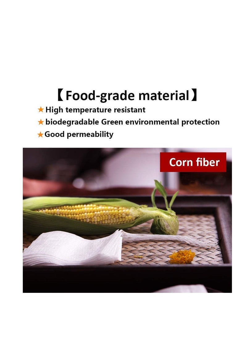Barakah 100 قطعة أكياس شاي قابلة للاستخدام مرة واحدة للشاي السائب، أكياس تصفية شاي قابلة للتحلل مع حبل سحب، أكياس شاي فارغة من ألياف الذرة للشاي السائب (6X8 سم) - Image 2