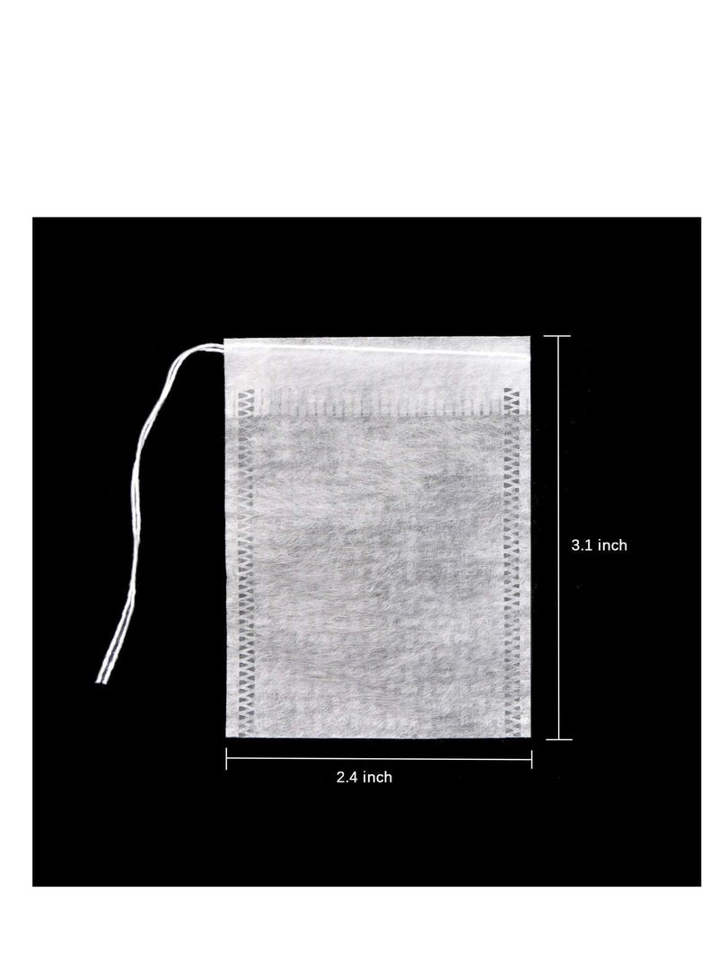 Barakah 100 قطعة أكياس شاي قابلة للاستخدام مرة واحدة للشاي السائب، أكياس تصفية شاي قابلة للتحلل مع حبل سحب، أكياس شاي فارغة من ألياف الذرة للشاي السائب (6X8 سم) - Image 3