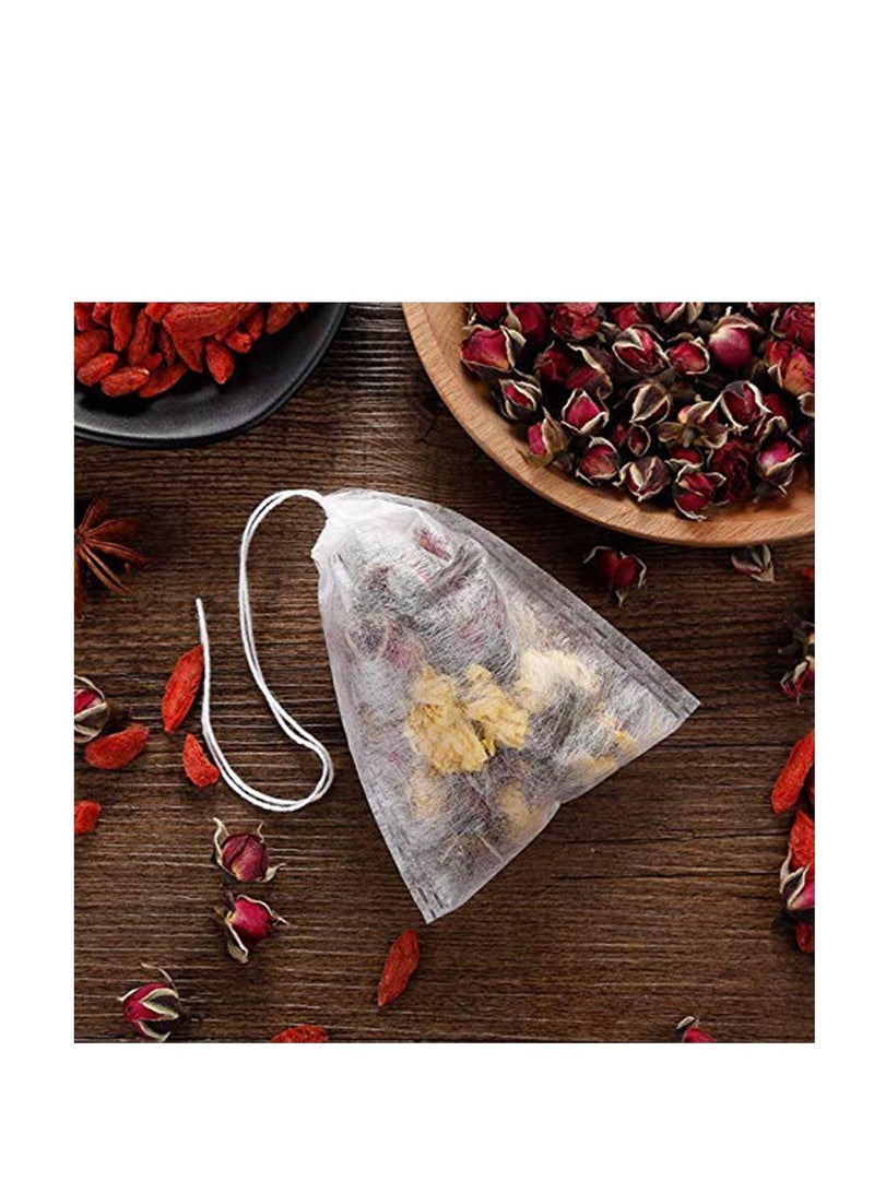 Barakah 100 قطعة أكياس شاي قابلة للاستخدام مرة واحدة للشاي السائب، أكياس تصفية شاي قابلة للتحلل مع حبل سحب، أكياس شاي فارغة من ألياف الذرة للشاي السائب (6X8 سم) - Image 5