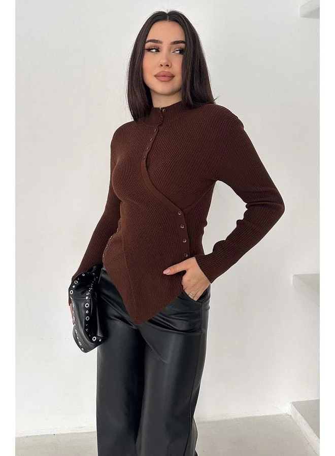 Noa Noa Women's Asymmetrical Button-Detail Blouse – Diagonal Soft