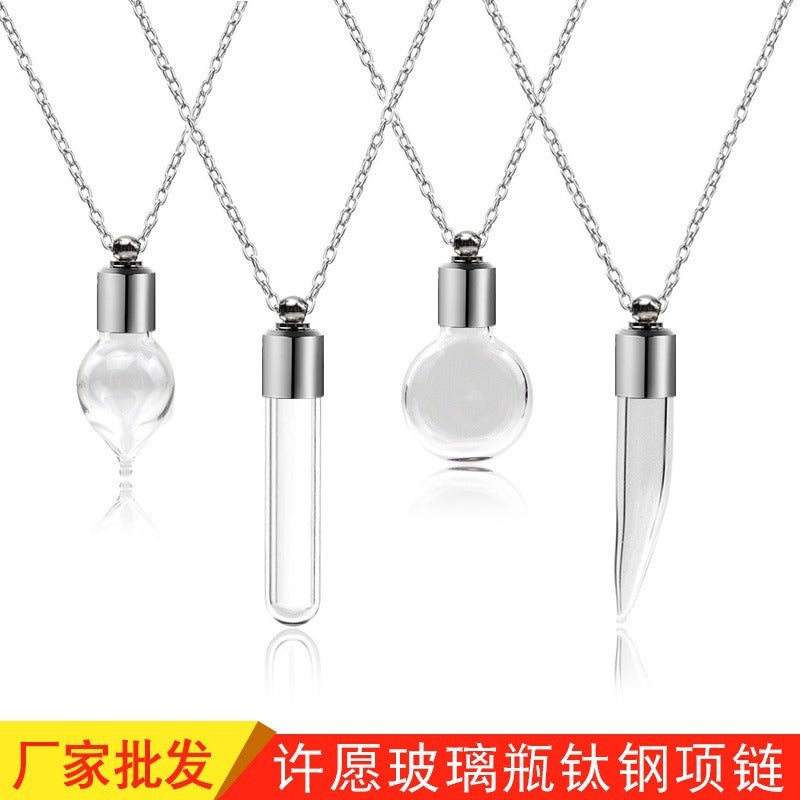 Manufacturer Mini Wishing Glass Bottle Necklace Twist Wire Openable Drift Bottle Pendant Fetal Hair Bottle Pendant - Image 2
