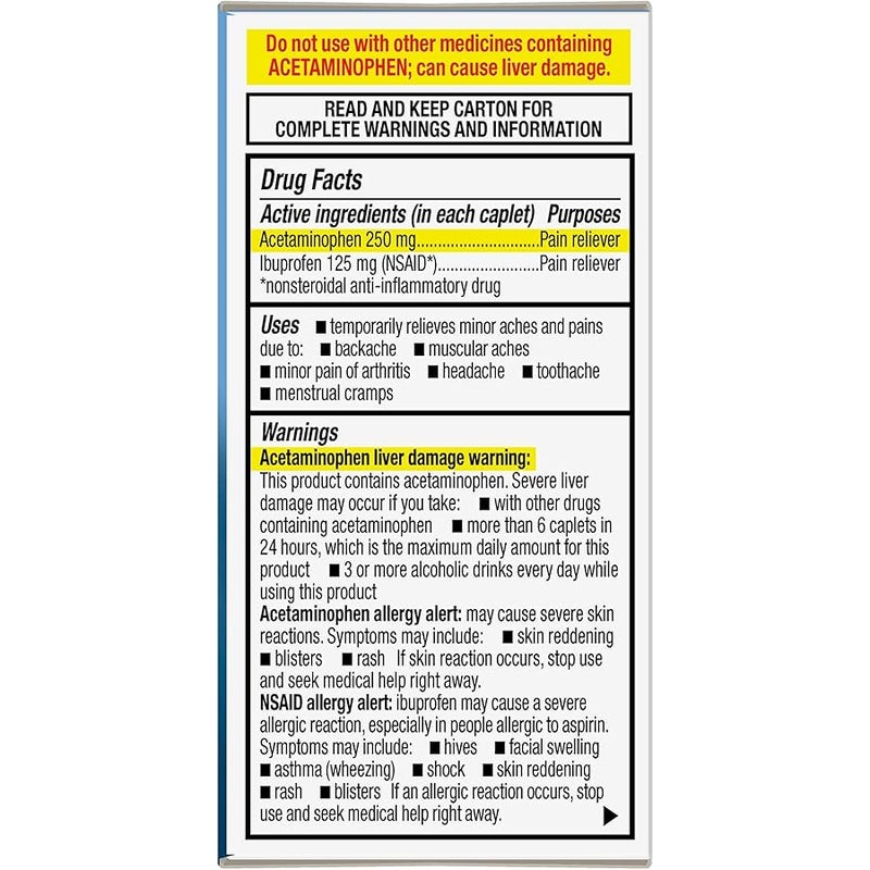 جوود سينس GoodSense Dual Action Acetaminophen and Ibuprofen (NSAID) Tablets, 250 mg/125 mg, Back Pain, 18 Count - Image 2