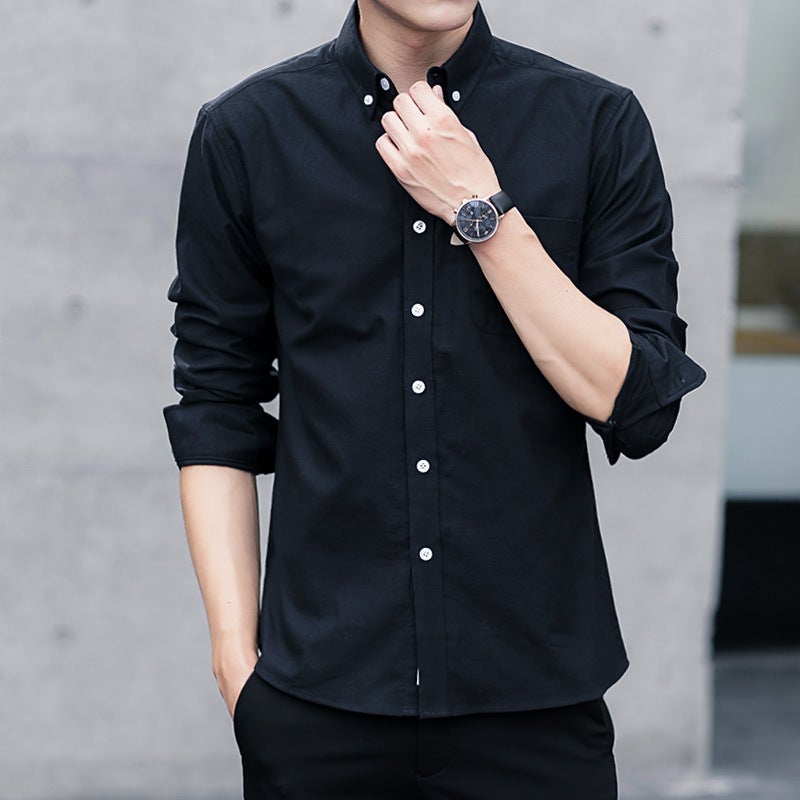 2024 Autumn Mens Lightweight Work Shirt Long Sleeve Navy blue - Image 4