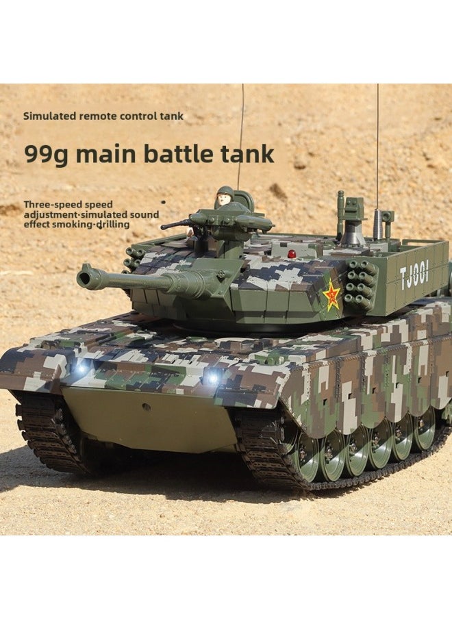 Generic - Remote Control Tank Toy 2.4G Cannon Launching Metal Crawler Charging Electric Simulation Battle Off-road Vehicle Model-Color: 9-way Remote Control Tank - Image 1