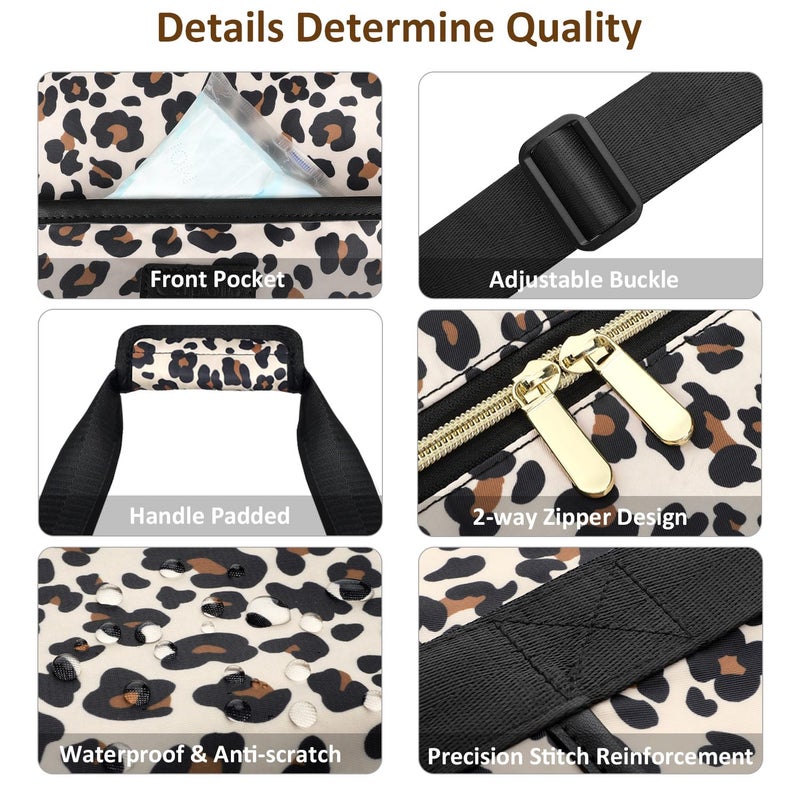 Capolo Expandable Travel Duffle Bag, Waterproof Weekender Overnight Bags for Women Men Hospital Bag for Women Labor Delivery Carry on Bag with Toiletry Bag for Travel Gym Airplanes(Leopard, X-Large) - Image 4