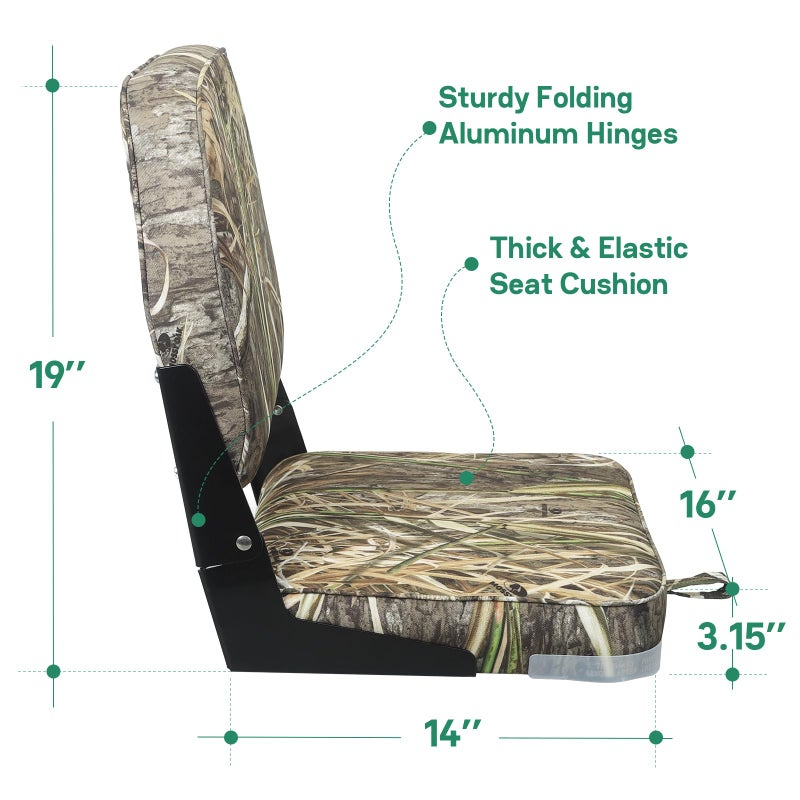 ERGOSEAT Folding Boat Seats Padded Folding Boat Chair with Backrest Marine Bass Jon Boat Seat - Image 3