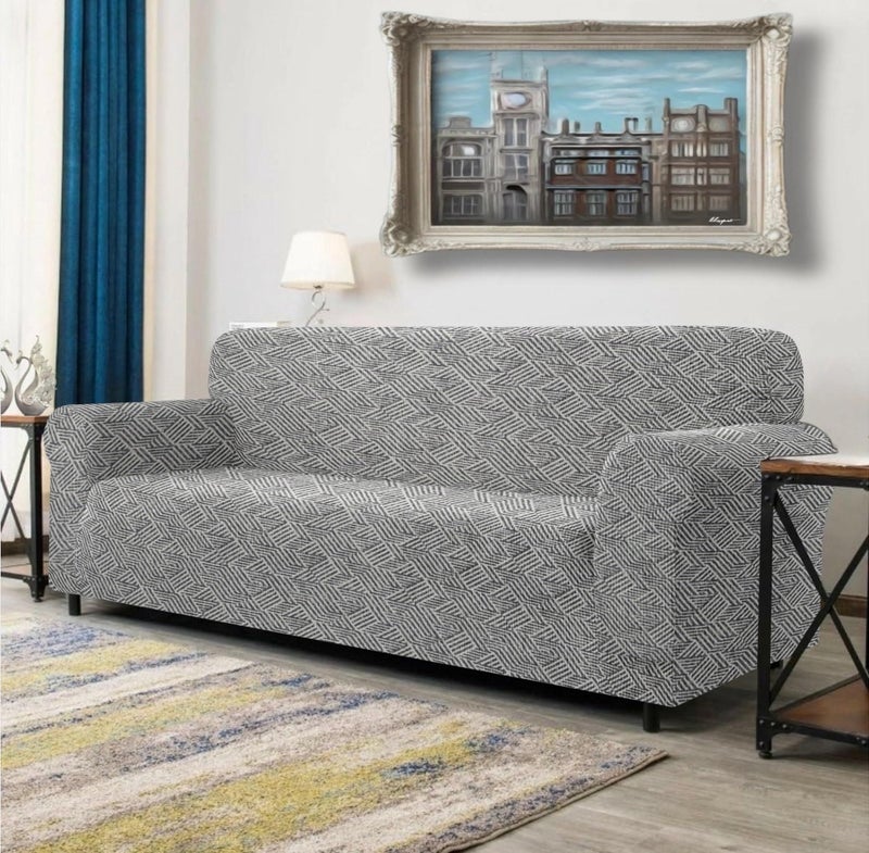 Warmland Two Seater Polyester Fabric Sofa Cover Big Elasticity for Couch Flexible Stretch Sofa Slipcover (Grey, 145-185 cm) - Image 2
