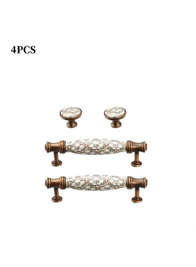مقابض خزفية من البرونز العتيق بنمط العنب 4 قطع، إكسسوارات عتاد مطبخ - Image 1