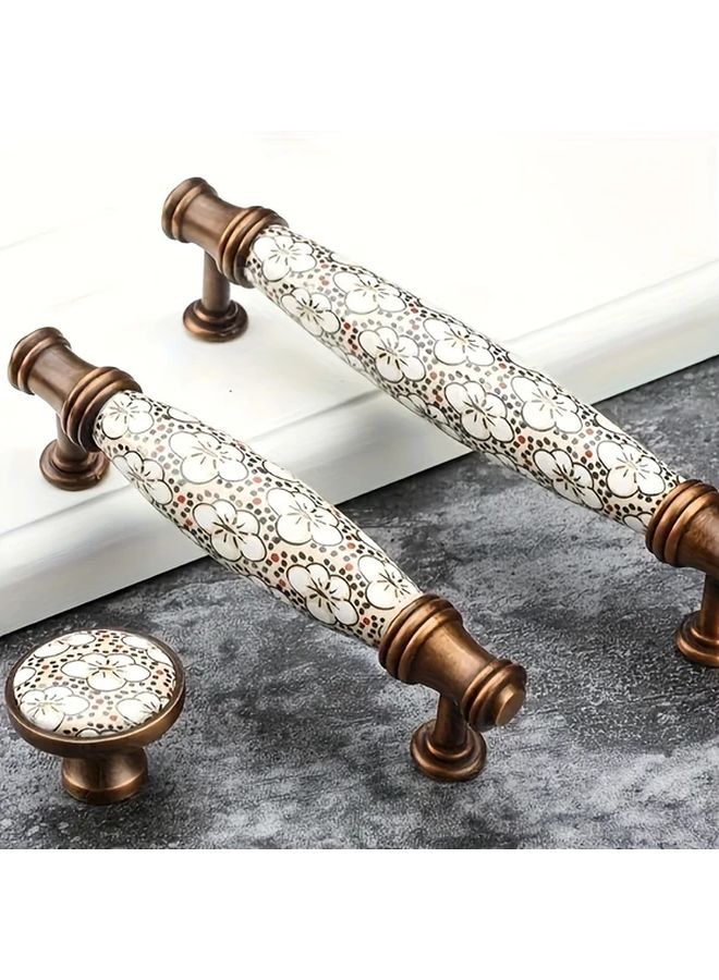 مقابض خزفية من البرونز العتيق بنمط العنب 4 قطع، إكسسوارات عتاد مطبخ - Image 2