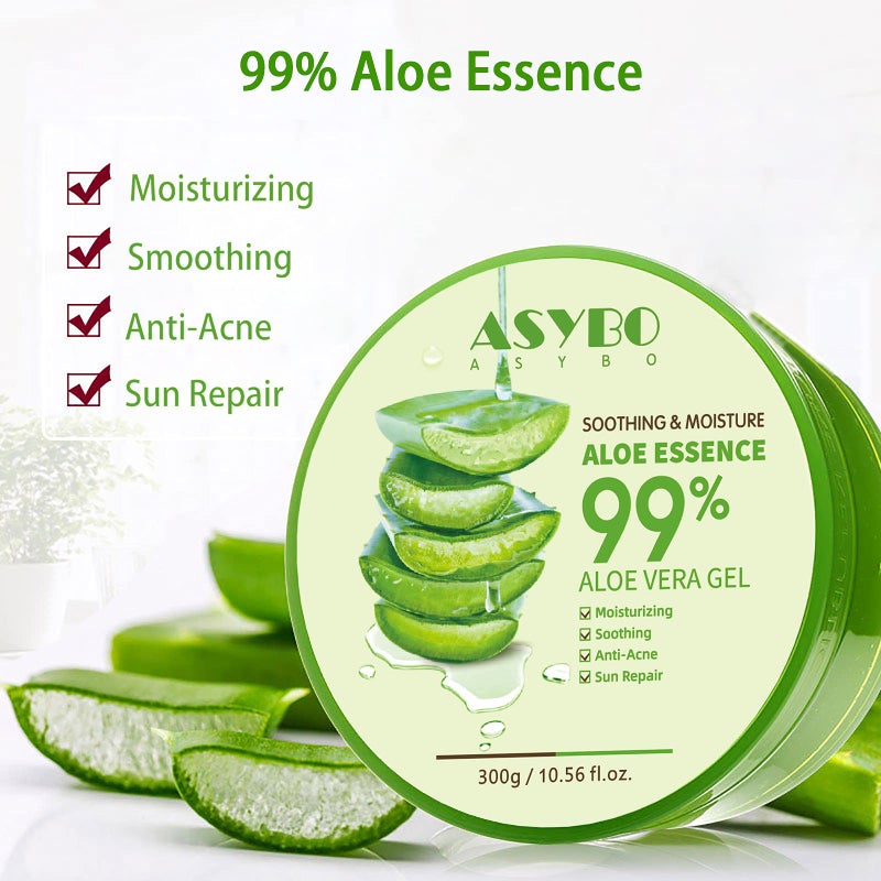 ASYBO 300 ML Natural Aloe Vera Gel -Organic Moisturizing Cream, Soothing and Hydrating, Sunburn and Scar Repair, Care for Face Body Hair - Image 3