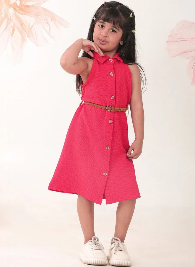 Bonkids BONKIDS Red Satin Fit & Flare Dress for Girls