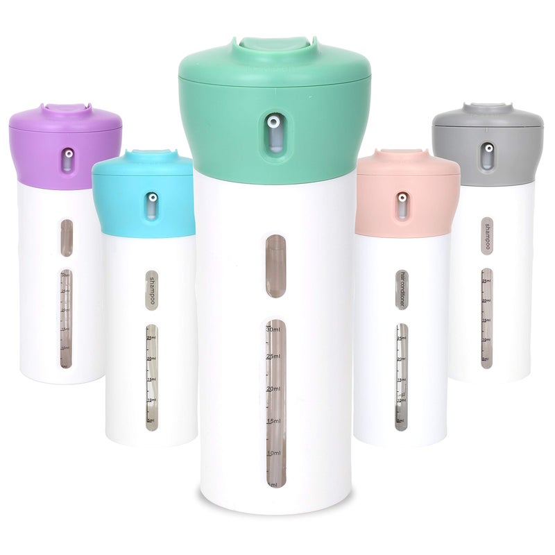 Travigo 4in1 Travel Dispenser Bottle TSA ApprovedIncludes Four Empty Reusable 14 oz 40 mL Cosmetic Toiletry Containers for Sanitizer Soap Lotions Skincare Makeup Products Green