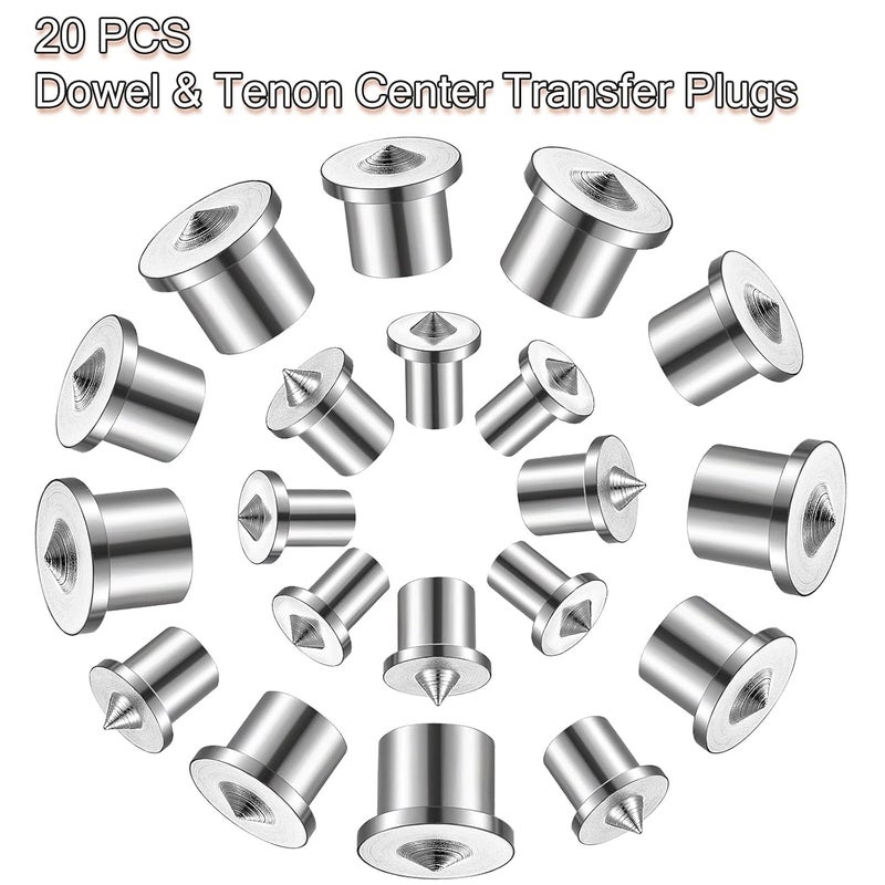 Ferraycle Dowel and Tenon Center Transfer Plugs Doweling Centering Pins Transfer Plugs Drill Hole Tool for Woodworking Tool Accessories (20 Pieces,1/4 5/16 3/8 1/2 Inch) - Image 3