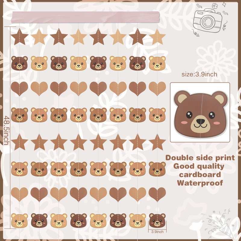 Urlax Bear Birthday Party Decorations, Animal banner for Gender Reveal Birthday Wedding Baby Shower Bearly Theme Boys Girls Decorations(Brown) - Image 2