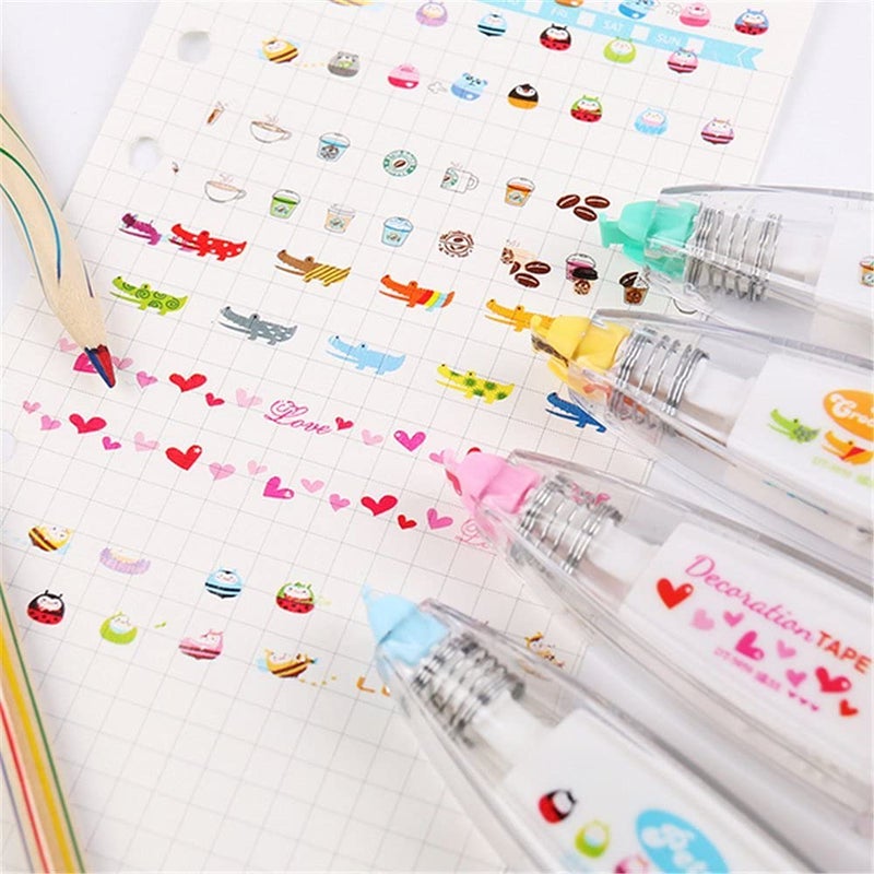 9UP Decorative Correction Tape Pen | Creative Cute Cartoon Pattern Decorative Machine Tape Sticker (Pack Of 3), White - Image 2