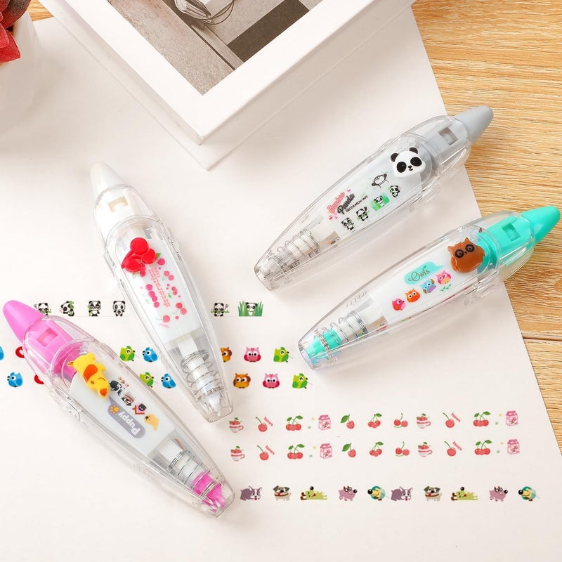 9UP Decorative Correction Tape Pen | Creative Cute Cartoon Pattern Decorative Machine Tape Sticker (Pack Of 3), White - Image 1