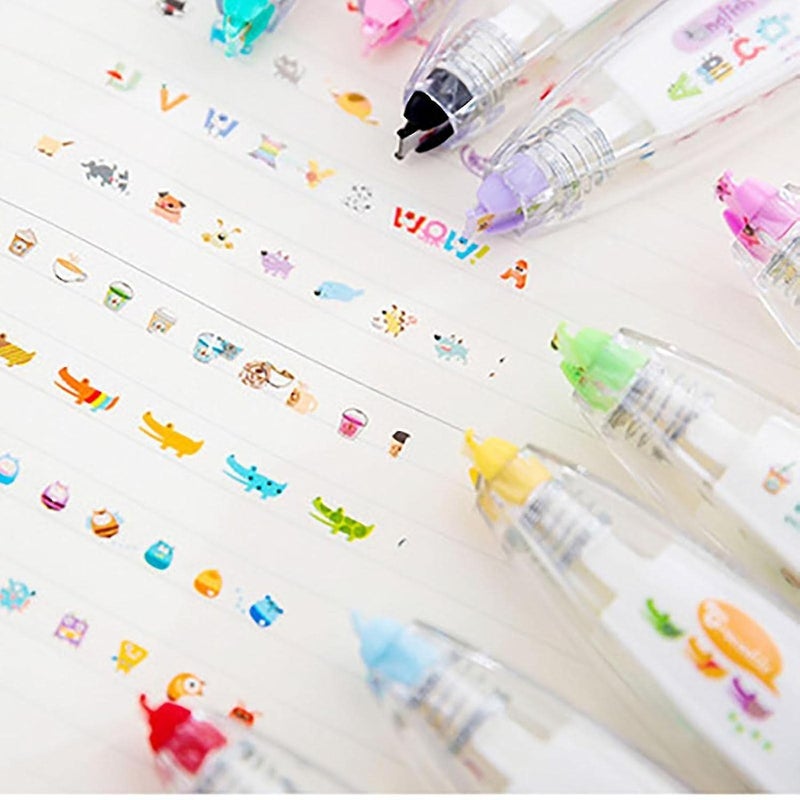 9UP Decorative Correction Tape Pen | Creative Cute Cartoon Pattern Decorative Machine Tape Sticker (Pack Of 3), White - Image 4