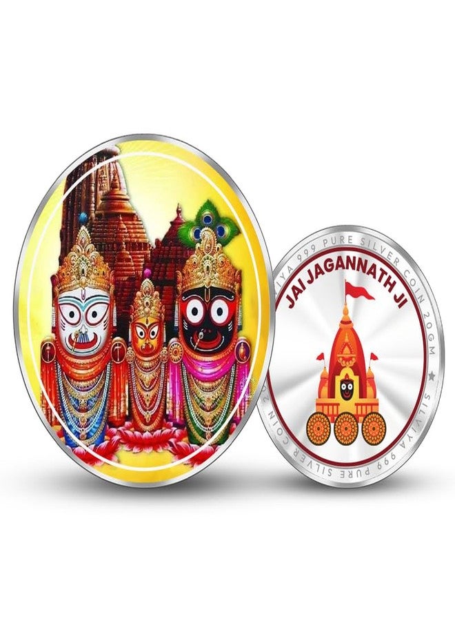 Silviya BIS Hallmarked Round Lord Jagannath 999 Pure Silver Coin (20 Gm) : Puri Rath Yatra Gift | Hindu Deity | Temple Offering | Devotional Gift | With Certificte of Authenticity - Image 1