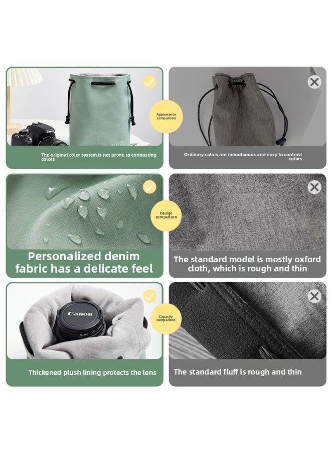 Generic - Lifetime Camera Bag Mini Single Liner Protective Cover Waterproof Suitable For Sony Canon Fuji SLR Storage Bag-Color:Cloud Gray Round Small Size [imitation Cloth Pattern]] - Image 1
