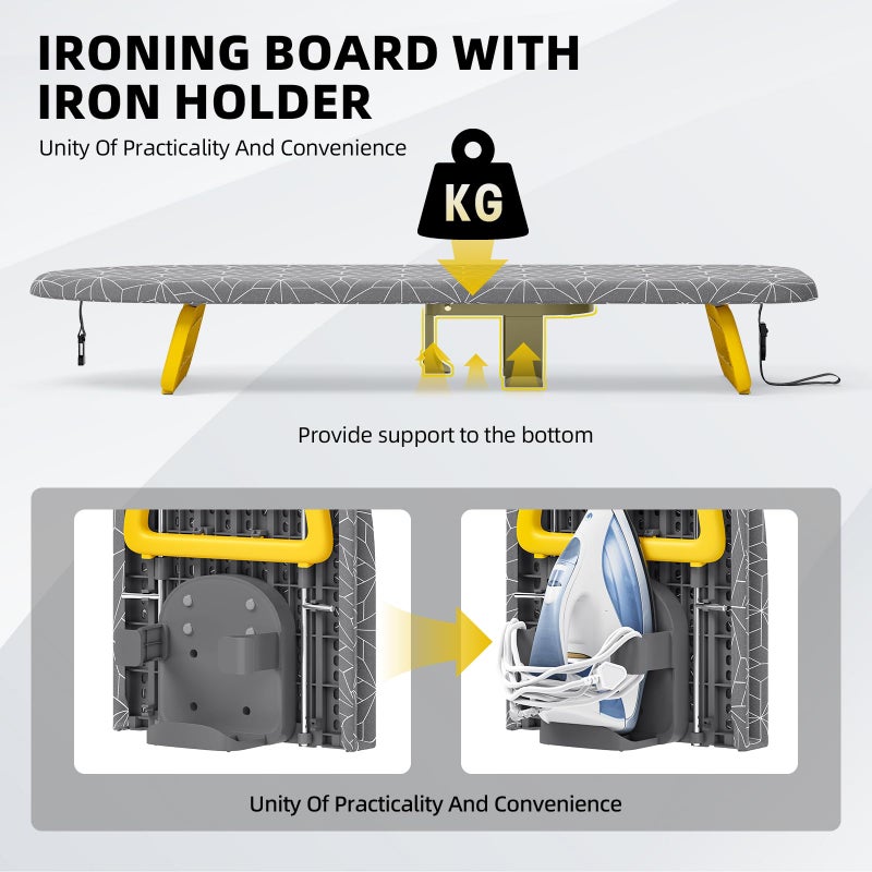 APEXCHASER Small Ironing Board Tabletop, Foldable mini Ironing Board, Table top Ironing Boards Small, Compact Portable Ironing Boards with Iron Holder & Hanging Rope, Iron Table Stand 32x12, Gray - Image 3