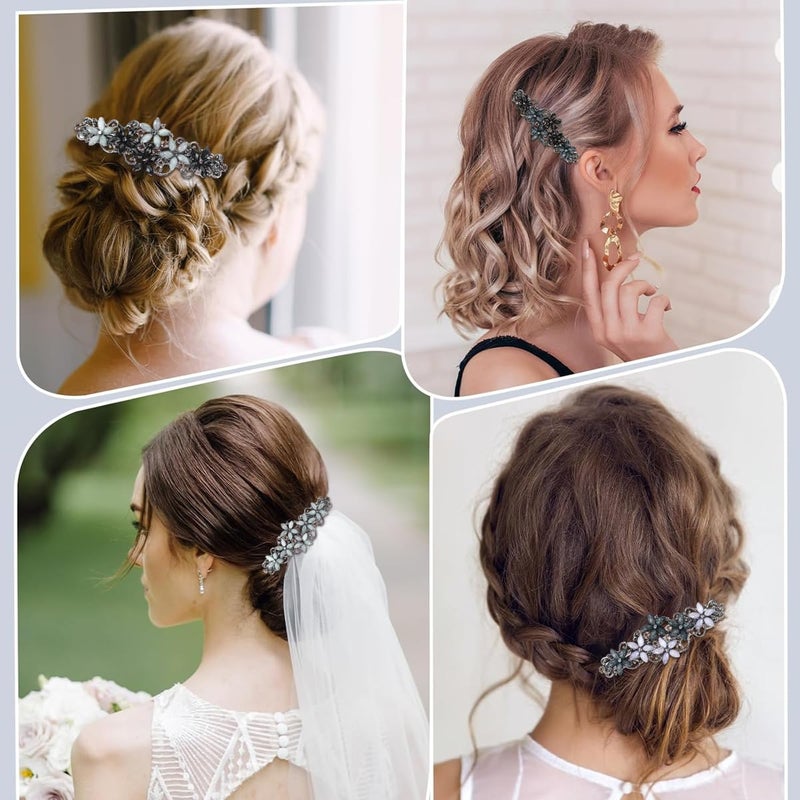 M'AYCREATE MAYCREATE® Hair Clips for Women, 4Pcs Floral Rhinestone Hair Clip Barrettes 3.1 inch Sparkling Stylish French Hair Pins Accessories Ladies Mother's Day Gift - Image 5