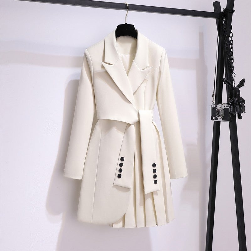 Cross-border Temperament Dress Belly Covering Slimming Waist Fashionable Suit Dress Slimming Design Sense Internet Celebrity Fried Street Suit Black  - Image 2