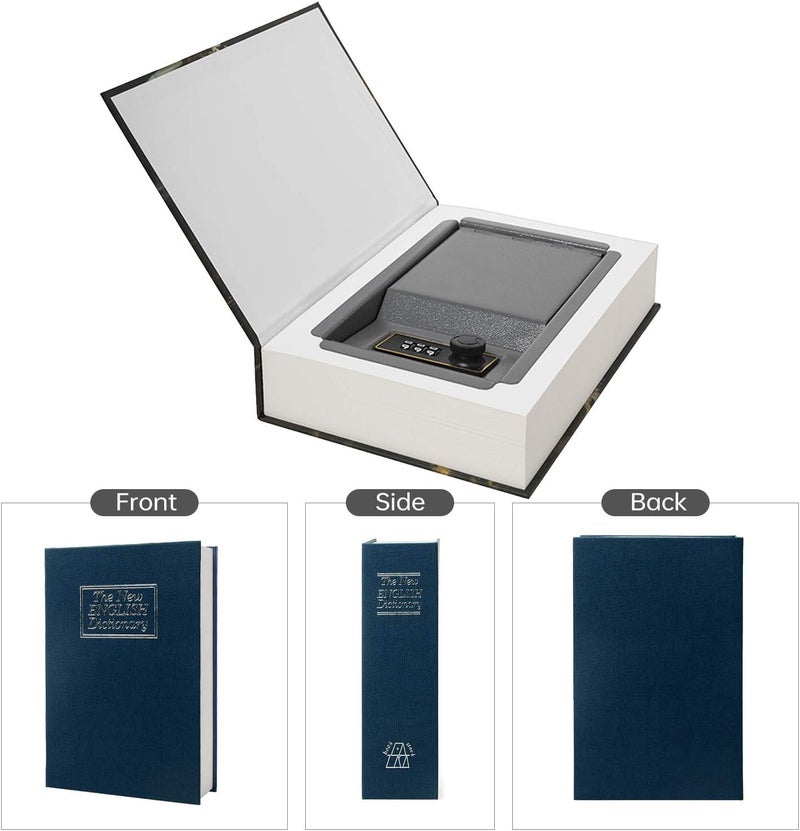 PACOLO Real Paper Transfer Book Safe, Hollow with Secret Hidden Compartment, Combination Lock, 8.7"×6"×2" (Blue Dictionary-Combination) - Image 3
