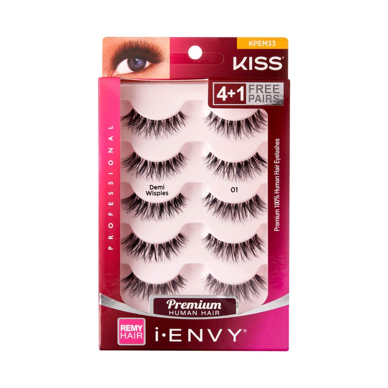 i.Envy i-ENVY 5 Pairs Demi Wispies False Lashes Multi Pack Natural Look Premium 100% Human Hair Fluffy Eyelashes, Volume & Curl, Lightweight, Comfortable, Reusable (3 PACK) - Image 2