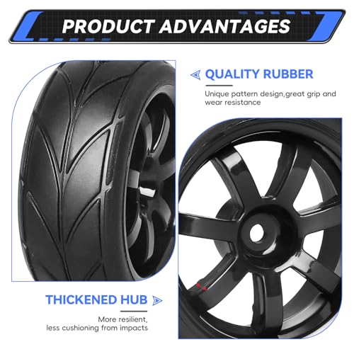AllinRC PreGlued 12mm Hex Hubs Wheel Rims256 Rubber Tires for 110 OnRoad Touring Car Drift for Traxxas 4tec 20 30 Tamiya TT02 TT01 HPI RS4 HSP Flying Fish Wltoys 144001 Kyosho Fazer Edition A - Image 3