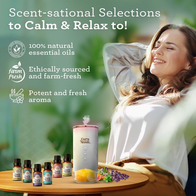 GuruNanda Essential Oils Set for Diffusers, 100% Pure, Aromatherapy, Massage, Candle & Soap Making Lavender, Peppermint, Eucalyptus, Grapefruit, Lemongrass, Ylang Ylang 0.33 Fl Oz (Pack of 6) - Image 3