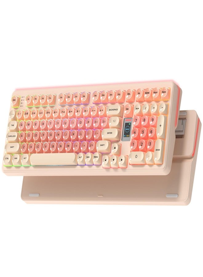Keymatic Foundation Mechanical Keyboard,98% Pink Creamy Keyboard Gaming Keyboard,3 Mode with Multimedia Screen,RGB Backlit,Jelly MOA Profile keycaps for Win/Mac,Pink - Image 1