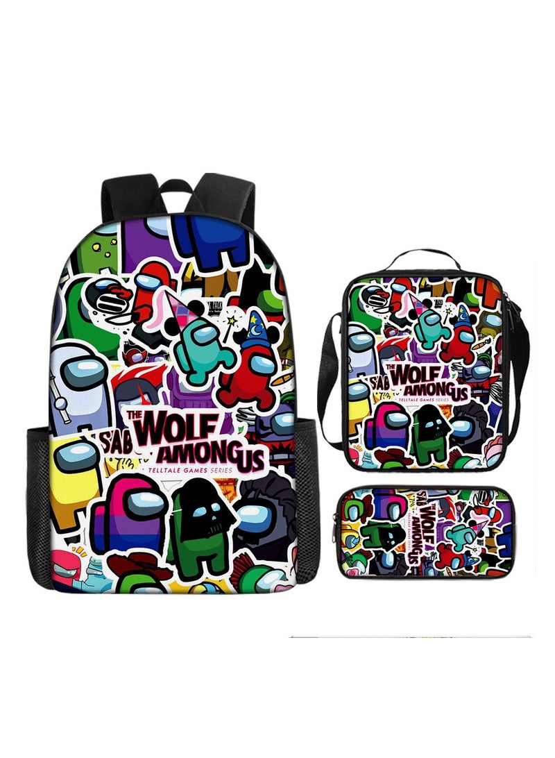 Among Us Backpack For Primary And Secondary School Students Three-Piece Set 29*16*42cm