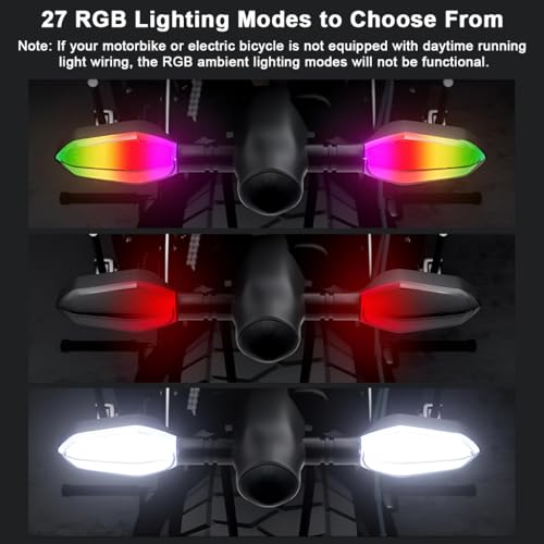 STHIRA® E-Bike Signal Turn Light with Ground Projection, RGB Motorcycle Turn Light with 3 Mode, IP67 Waterproof High-Brightness D12V E-Bike Wiring Warning Light for Front & Rear Installation - Image 2