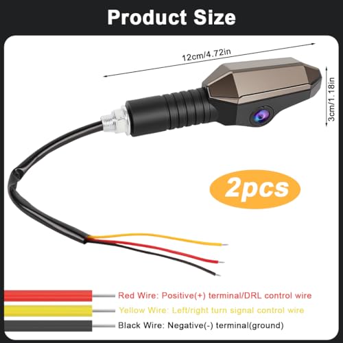 STHIRA® E-Bike Signal Turn Light with Ground Projection, RGB Motorcycle Turn Light with 3 Mode, IP67 Waterproof High-Brightness D12V E-Bike Wiring Warning Light for Front & Rear Installation - Image 4