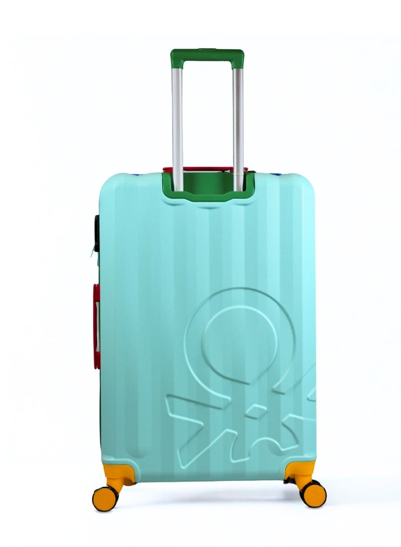UNITED COLORS OF BENETTON BNTA-203X 28 Inch- Checked Luggage with TSA Lock| Material- Acrylonitrile Butadiene Styrene| Adjustable Trolley Handle | Smooth Dual Wheels 360degree rotate| LIGHT BLUE - Image 2