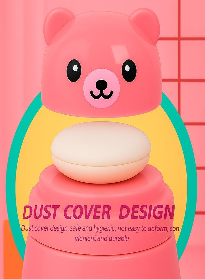 KALRA MAGIC® Baby Powder Puff with Storage Box – Soft Round Cotton Puff with Protective Lid & Cute Bear Design | Hygienic Powder Applicator for Newborns & Infants (KM-BPP-BEAR-PINK) - Image 2