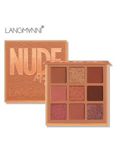 LANGMANNI 9 Color Pink Nude Light Warm Color Eyeshadow Palette Makeup, Glitter Matte Natural Neutral Colorful Eyeshadow Waterproof Long Lasting Natural Mixing Pigment Makeup  - Image 1